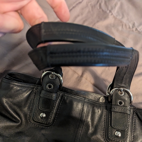 Coach Soho xl black leather carryall tote shoulder purse. - Picture 8 of 10